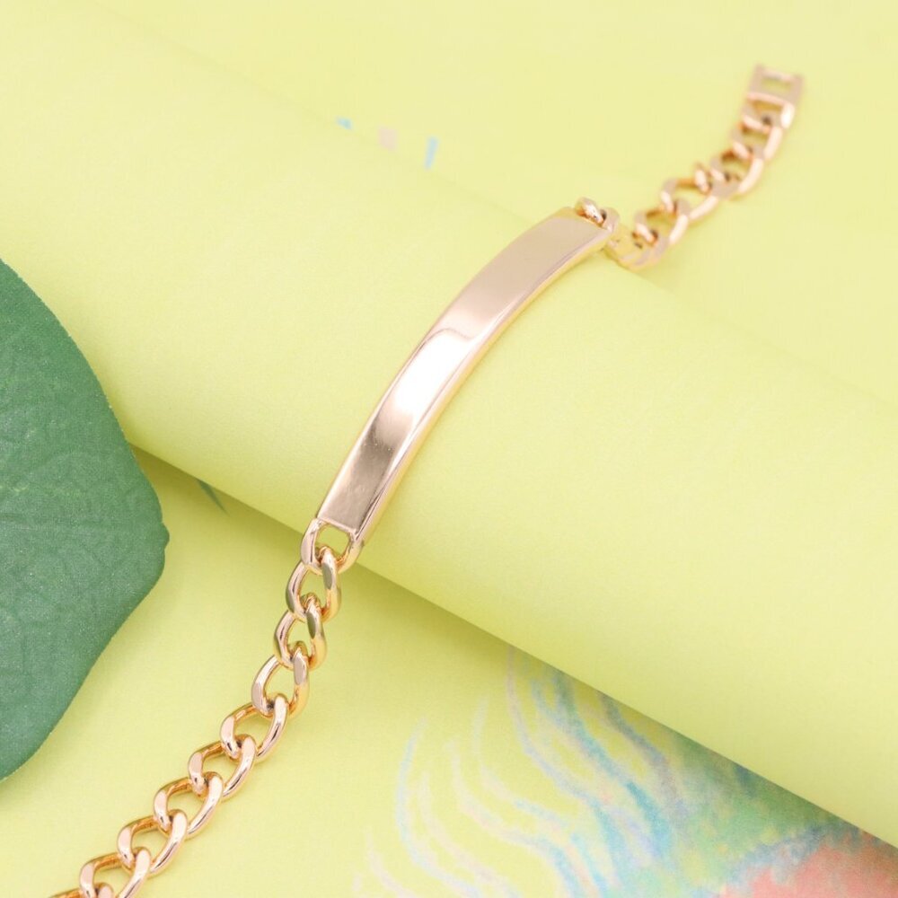 "Sleek Rose Gold Polished ID Bar Bracelet for Women, XPBL1107